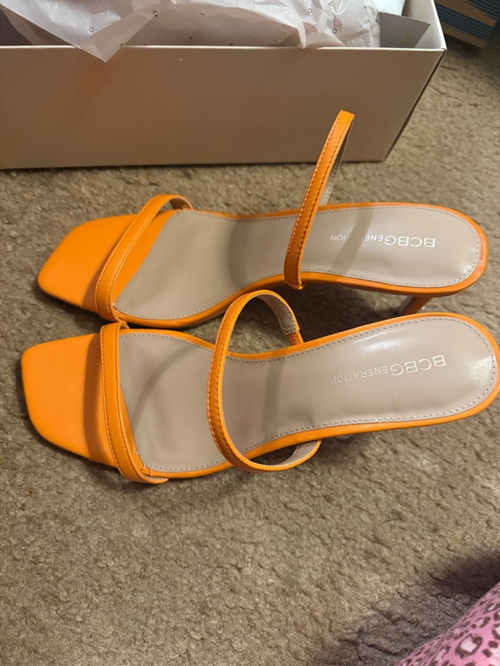 BCBGeneration Tangerine Salin Double-Strap Square-Toe Slide Sandals New Size 11 - Picture 6 of 10